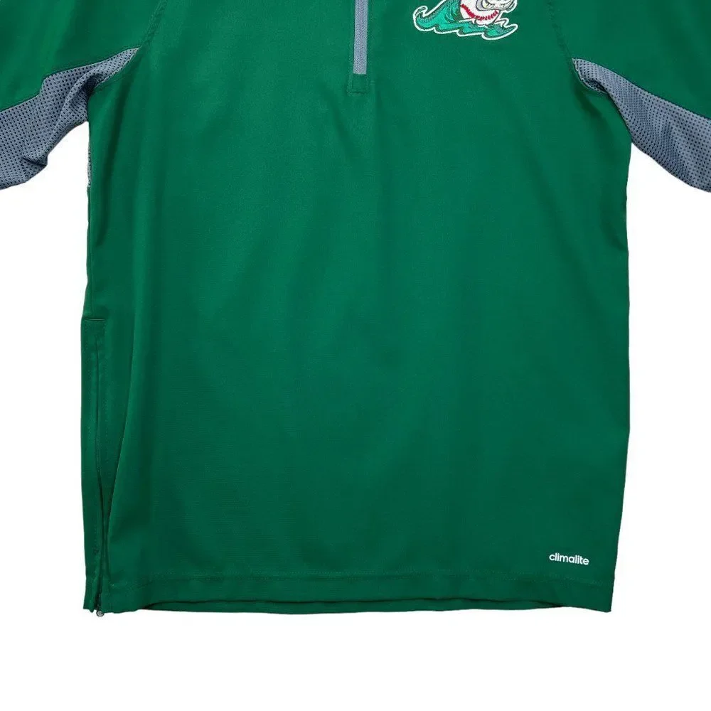 Adidas Shirt Top‎ Men's XS Green Tulane University Baseball 1/4 Zip Windbreaker